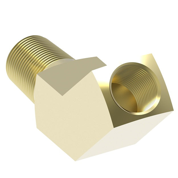 3350X8 by Danfoss | Pipe Adapter | 45° Street Elbow | 1/2" Male Pipe x 1/2" Female Pipe | Brass