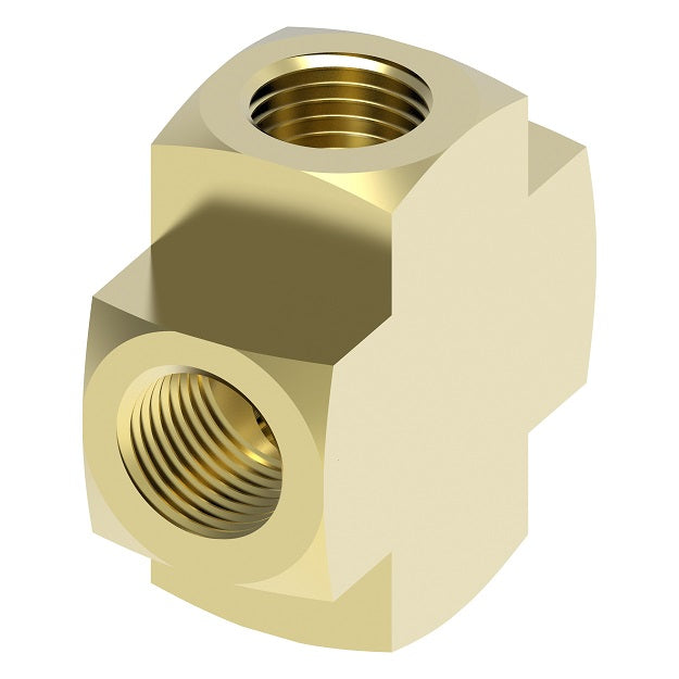 3950X6 by Danfoss | Pipe Adapter | Cross | 3/8" Female NPTF x 3/8" Female NPTF x 3/8" Female NPTF x 3/8" Female NPTF | Brass