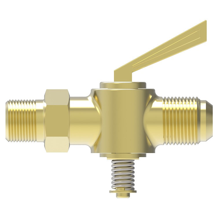 703 by Danfoss | Ground Plug Drain | SAE 45° Flare Straightway | 3/8" Male SAE 45° Flare x 1/4" Male MPT | Brass