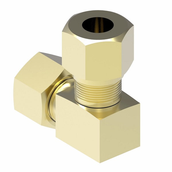 651X4 by Danfoss | SelfAlign Adapter | Union 90° Elbow | 1/4" Tube OD x 1/4" Tube OD | Brass