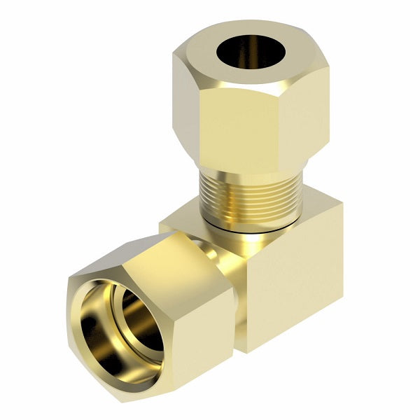 651X6 by Danfoss | SelfAlign Adapter | Union 90° Elbow | 3/8" Tube OD x 3/8" Tube OD | Brass