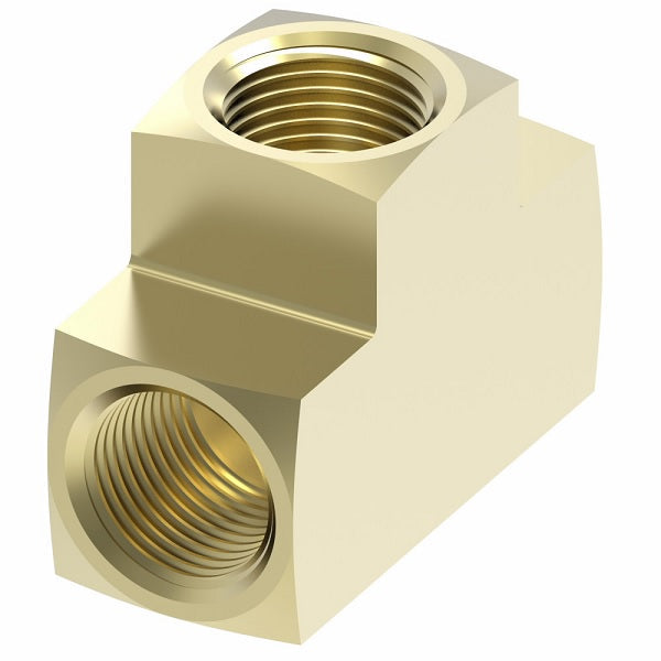 652X3 by Danfoss | Female Pipe Branch/SAE Inverted Flare Tee Adapter | 1/8" Female NPTF x 3/16" Female SAE Inverted Flare x 3/16" Female SAE Inverted Flare | Brass