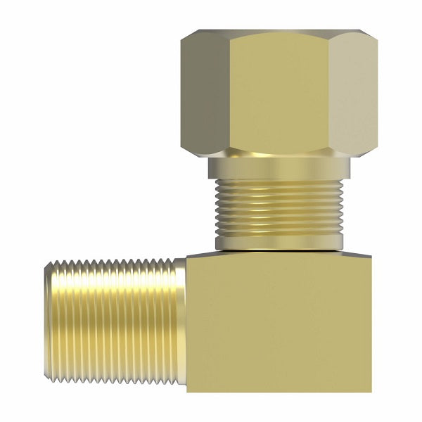 691X6X6 by Danfoss | SelfAlign Adapter | Male 90° Elbow | 3/8" Tube OD x 3/8" Male NPTF | Brass