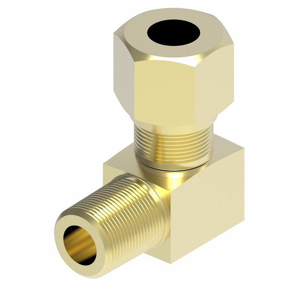 691X6X2 by Danfoss | SelfAlign Adapter | Male 90° Elbow | 3/8" Tube OD x 1/8" Male NPTF | Brass