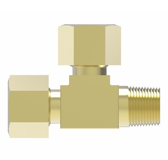 71X3 by Danfoss | Compression Fitting | Male Pipe Run Tee | 3/16" Tube OD x 1/8" Male NPTF x 3/16" Tube OD | Brass
