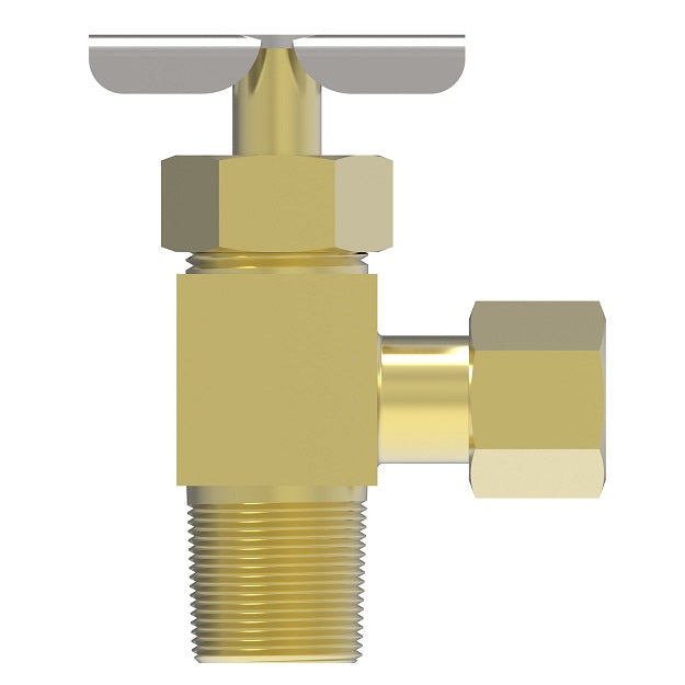 A6845 by Danfoss | Needle Valve | Compression Angle | 90° Elbow | 3/16" Tube OD x 1/8" Male NPTF | Brass