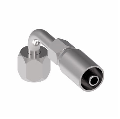 04E-664 Weatherhead by Danfoss | Everflex E Series | Female 37° JIC Swivel Tube 90° Elbow Crimp Fitting | -04 Female 37° JIC Swivel x -04 Hose Barb | Steel
