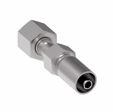 06E-S66 Weatherhead by Danfoss | Everflex E Series | Female ORS Swivel Crimp Fitting | -06 Female O-Ring Face Seal Swivel x -06 Hose Barb | Steel