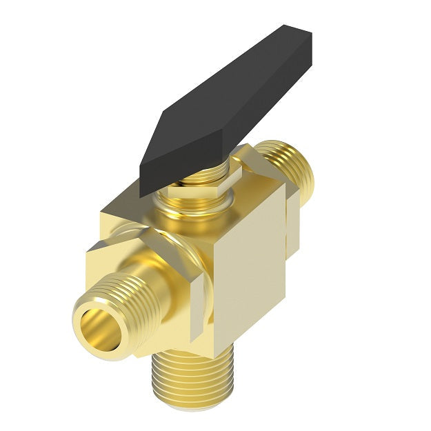 FF90598-04 by Danfoss | Instrumentation 3-Way Ball Valve | Compression | 1/4" Tube OD x 1/4" Tube OD | Brass