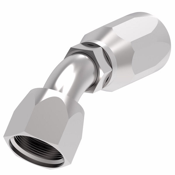 EJ5359-1212S by Danfoss | Female 37° JIC Swivel 45° Tube Elbow Field Attachable Fitting | FC800 EverCool | -12 Female 37° JIC Swivel x -12 Reusable Hose End | Steel