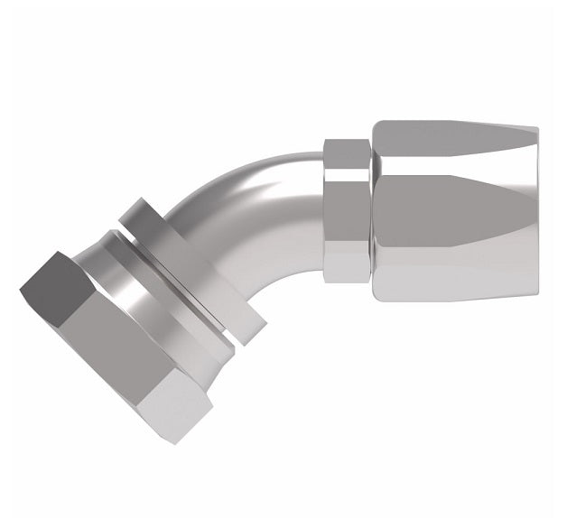 EJ5359-2020S by Danfoss | Female 37° JIC Swivel 45° Tube Elbow Field Attachable Fitting | FC800 EverCool | -20 Female 37° JIC Swivel x -20 Reusable Hose End | Steel