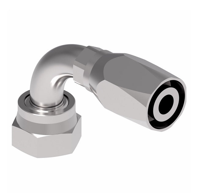 EJ5362-2020S by Danfoss | Female ORS Swivel 90° Tube Elbow Field Attachable Fitting | FC800 EverCool | -20 Female O-Ring Face Seal Swivel x -20 Reusable Hose End | Steel