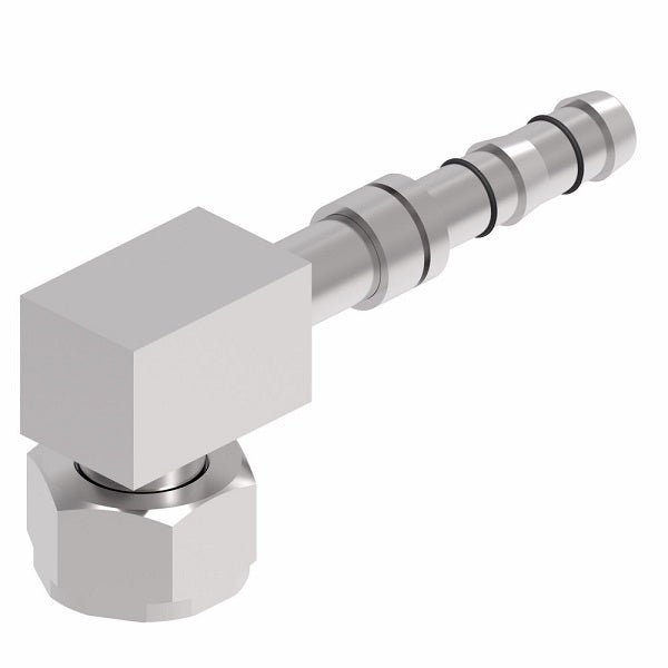 EJ3321-1008S E-Z Clip System by Danfoss | Female Rotalok Short Drop 90° Elbow | A/C Refrigeration Fitting | -10 Female Rotalok x -08 Hose Barb | Steel