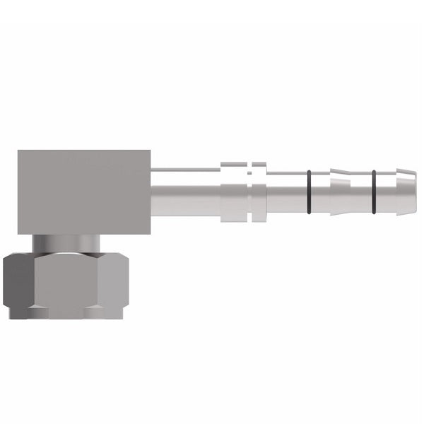EJ3321-1012S E-Z Clip System by Danfoss | Female Rotalok Short Drop 90° Elbow | A/C Refrigeration Fitting | -10 Female Rotalok x -12 Hose Barb | Steel