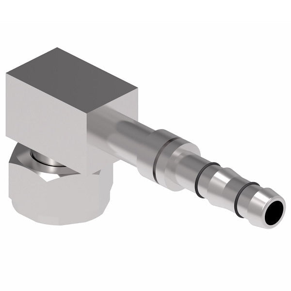 EJ3321-1008S E-Z Clip System by Danfoss | Female Rotalok Short Drop 90° Elbow | A/C Refrigeration Fitting | -10 Female Rotalok x -08 Hose Barb | Steel