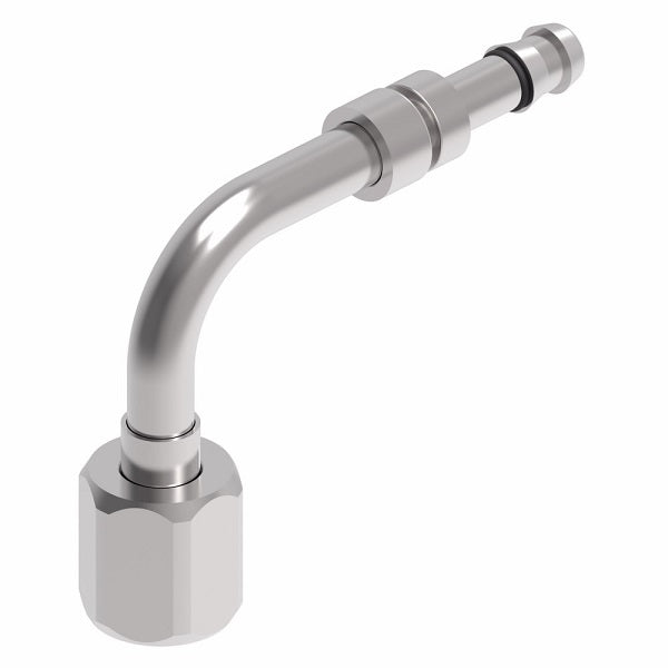 EJ3533-01-0404S E-Z Clip System by Danfoss | Female JIC 37° Flare 90° Elbow | A/C Refrigeration Fitting | -04 Female JIC 37° Flare x -04 Hose Barb | Steel