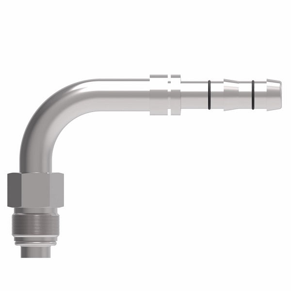 FJ3019-10-1016S E-Z Clip System by Danfoss | Male O-Ring 90° Elbow (Short Pilot) | A/C Refrigeration Fitting | -10 Male O-Ring Short Pilot x -16 Hose Barb | Steel
