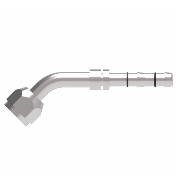 FJ3055-08-1016S E-Z Clip System by Danfoss | Female O-Ring 45° Elbow (Short Pilot) | A/C Refrigeration Fitting | -10 Female O-Ring Short Pilot x -16 Hose Barb | Steel