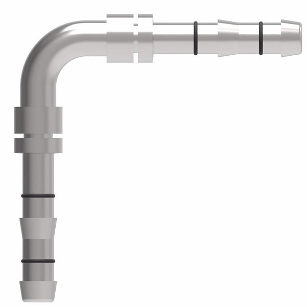 FJ3058-02-0808S E-Z Clip System by Danfoss | Splicer 90° Elbow | A/C Refrigeration Fitting | -08 Hose Barb x -08 Hose Barb | Steel