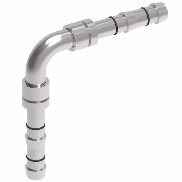 FJ3058-05-1010S E-Z Clip System by Danfoss | Splicer 90° Elbow | A/C Refrigeration Fitting | -10 Hose Barb x -10 Hose Barb | Steel