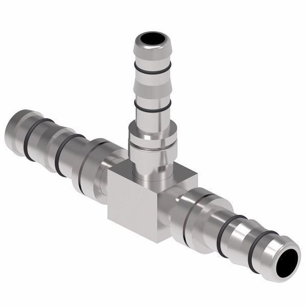 FJ3066-1010S E-Z Clip System by Danfoss | "T" Splicer | 3 Hose Connector | A/C Refrigeration Fitting | -10 Hose Barb x -10 Hose Barb x -10 Hose Barb | Steel