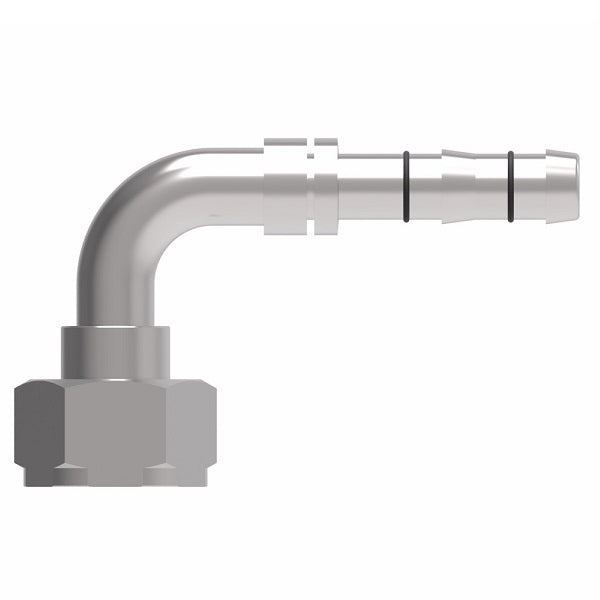 FJ3225-1012S E-Z Clip System by Danfoss | Female Rotalok 90° Elbow | A/C Refrigeration Fitting | -10 Female Rotalok x -12 Hose Barb | Steel
