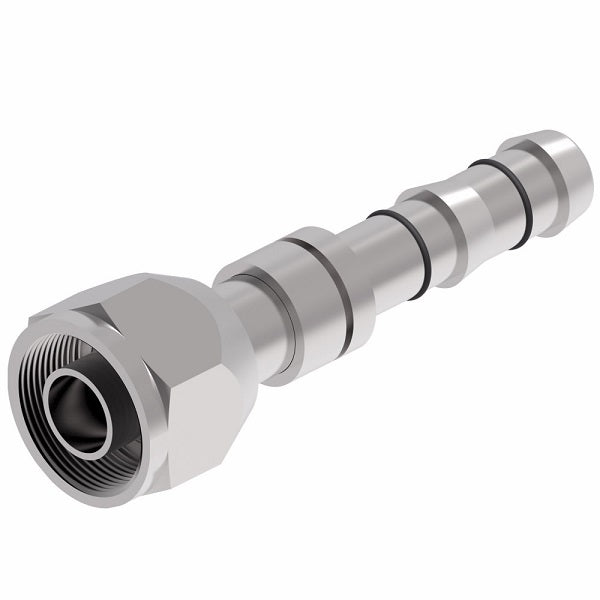 FJ3408-0808S E-Z Clip System by Danfoss | Female O-Ring Metric (Long Pilot) | A/C Refrigeration Fitting | -08 Female O-Ring Metric Long Pilot x -08 Hose Barb | Steel