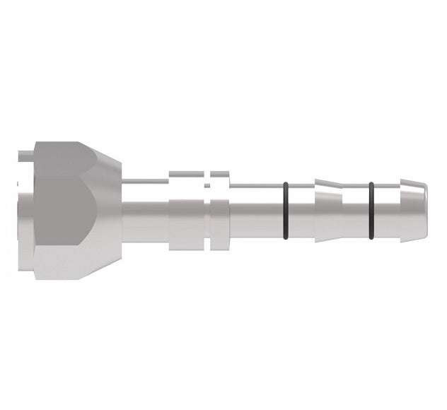 FJ3408-0810S E-Z Clip System by Danfoss | Female O-Ring Metric (Long Pilot) | A/C Refrigeration Fitting | -08 Female O-Ring Metric Long Pilot x -10 Hose Barb | Steel