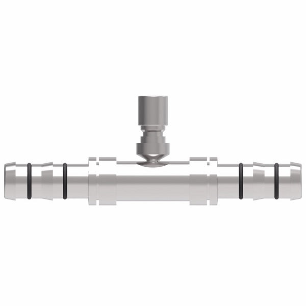 FJ3427-1010S E-Z Clip System by Danfoss | Splicer with High Side Switch Port (M10 X 1.25) | A/C Refrigeration Fitting | -10 Hose Barb x -10 Hose Barb | Steel