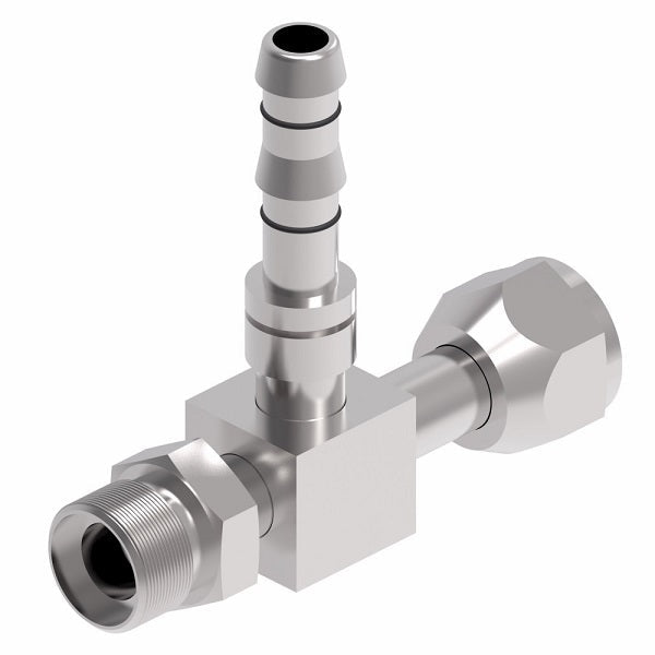 FJ3495-0808S E-Z Clip System by Danfoss | GM Tie In Metric Tee | A/C Refrigeration Fitting | M20 Male Metric x -08 Hose Barb | Steel