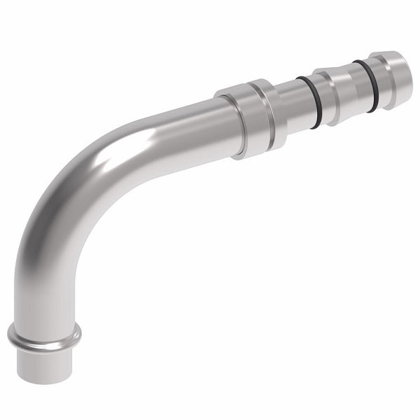 FJ3496-03-1012S E-Z Clip System by Danfoss | Pilot Connection (Long Pilot) 90° Elbow | A/C Refrigeration Fitting | -10 Long Pilot Connection x -12 Hose Barb | Steel