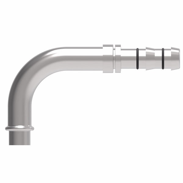 FJ3496-03-1012S E-Z Clip System by Danfoss | Pilot Connection (Long Pilot) 90° Elbow | A/C Refrigeration Fitting | -10 Long Pilot Connection x -12 Hose Barb | Steel