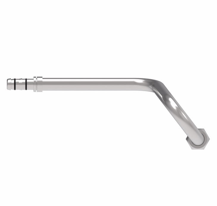 FJ3801-1212S E-Z Clip System by Danfoss | Female O-Ring (Long Pilot) Compound Tube | A/C Refrigeration Fitting | -12 Female O-Ring Long Pilot x -12 Hose Barb | Steel