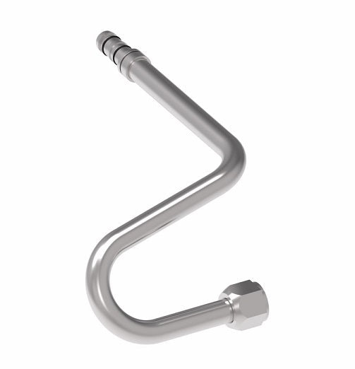 FJ3801-1212S E-Z Clip System by Danfoss | Female O-Ring (Long Pilot) Compound Tube | A/C Refrigeration Fitting | -12 Female O-Ring Long Pilot x -12 Hose Barb | Steel