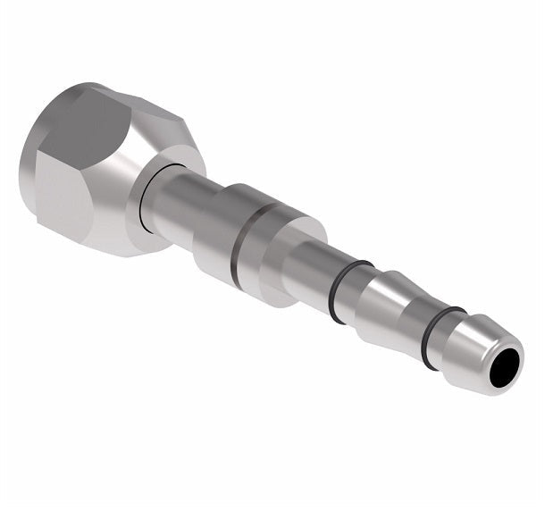 FJ5984-0810S E-Z Clip System by Danfoss | Female O-Ring (Short Pilot) | A/C Refrigeration Fitting | -08 Female O-Ring Short Pilot x -10 Hose Barb | Steel