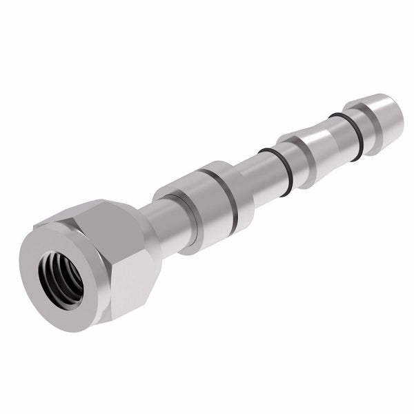 FJ5984-0608S E-Z Clip System by Danfoss | Female O-Ring (Short Pilot) | A/C Refrigeration Fitting | -06 Female O-Ring Short Pilot x -08 Hose Barb | Steel