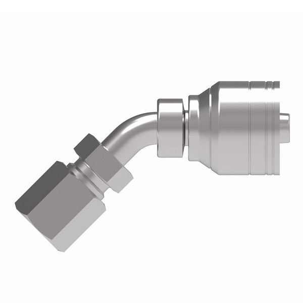 1AA6MTA6 Ermeto by Danfoss | 7000 Series | Flareless Tube 45° Elbow (MTA) TTC Crimp Fitting | -06 Flareless Tube x -06 Hose Barb | Steel