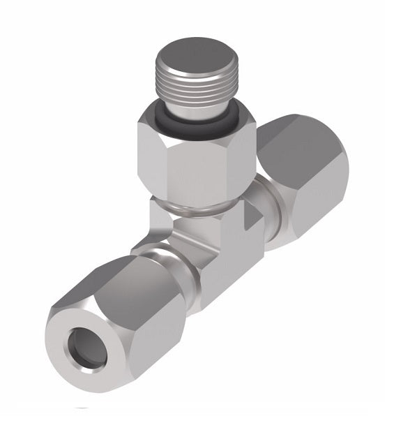 7715X8 Ermeto by Danfoss | 7000 Series | Male ORB Branch/Tube Tee | 3/4" Tube OD x 3/4" Tube OD x 3/4" Male O-Ring Boss | Steel