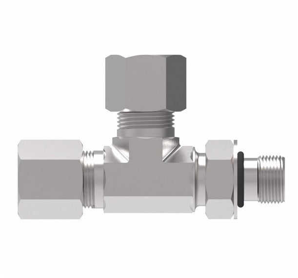 7716X4 Ermeto by Danfoss | 7000 Series | Straight Thread ORB Run/Tube Tee | 1/4" Male O-Ring Boss x 1/4" Tube OD x 1/4" Tube OD | Steel
