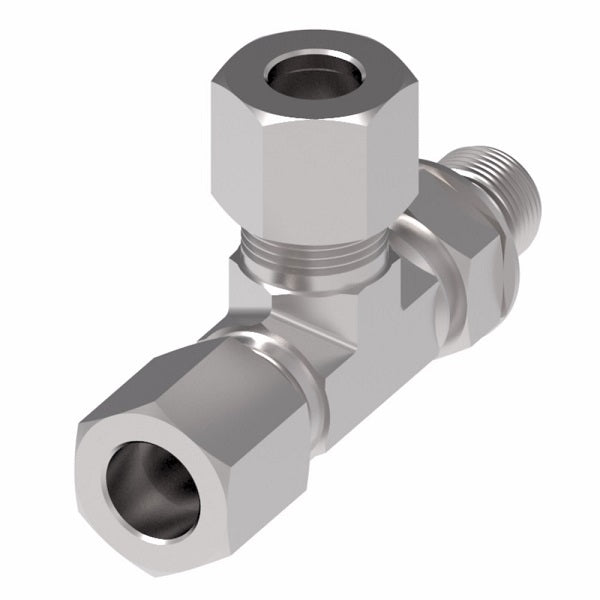7716X8 Ermeto by Danfoss | 7000 Series | Straight Thread ORB Run/Tube Tee | 3/4" Male O-Ring Boss x 3/4" Tube OD x 3/4" Tube OD | Steel
