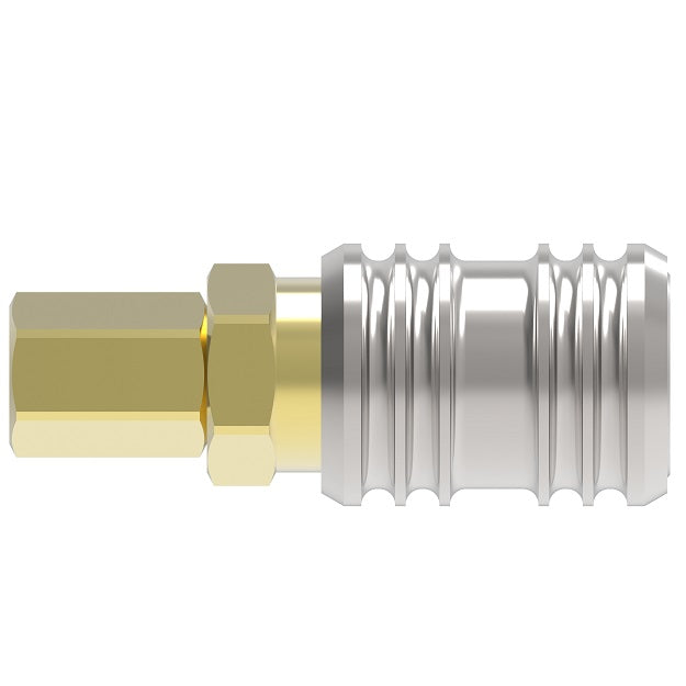 800E Hansen® by Danfoss | Pneumatic Quick Disconnect Coupling | 1000 Series | 1/8" Female NPTF x 1/4" Body Size | Socket | NBR Seal | Brass