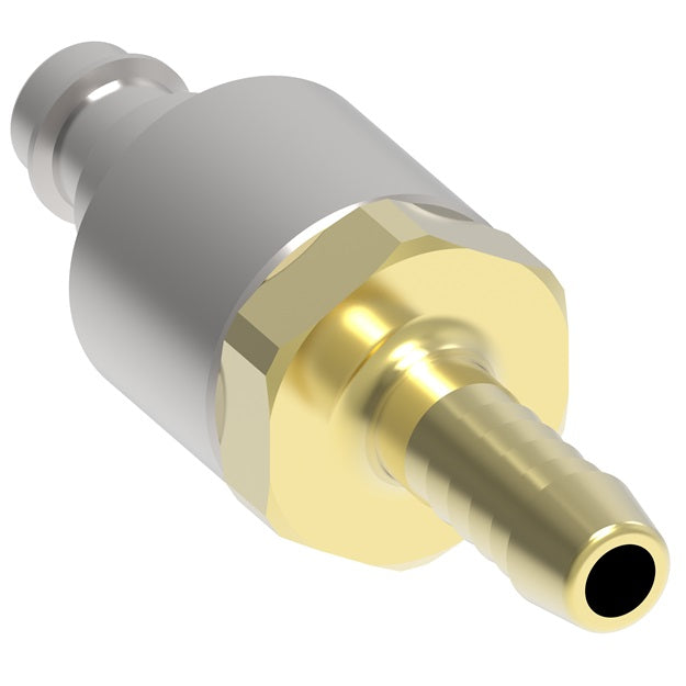 16 Hansen® by Danfoss | Pneumatic Quick Disconnect Coupling | 3000 Series | Hose Barb End | 1/4" Hose ID x 1/4" Body Size | Plug | Steel
