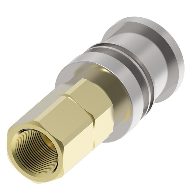 104 Hansen® by Danfoss | Pneumatic Quick Disconnect Coupling | 100 Series | 3/8" Female NPTF x 1/4" Body Size | Socket | Buna-N Seal | Brass