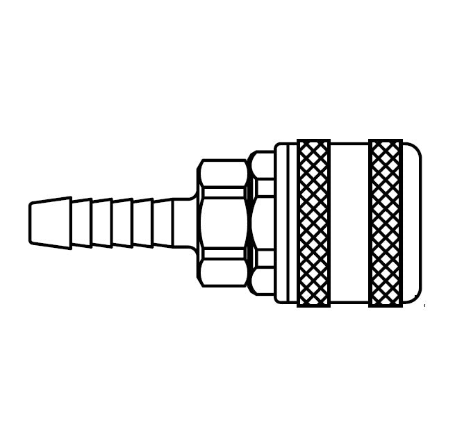 210022 Hansen® by Danfoss | Pneumatic Quick Disconnect Coupling | 210 Series | Hose Barb End | 1/4" Hose ID x 1/4" Body Size | Socket | Buna-N Seal | Steel