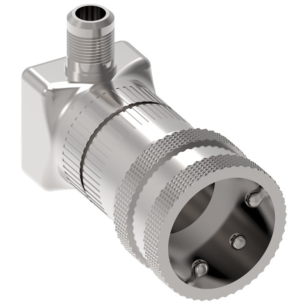 2HGLLRA720 Hansen® by Danfoss | Food & Beverage Quick Disconnect Coupling | 2HKGL Series | 90° Elbow | 7/16-20 Male UNF x 1/4" Body Size | Socket for Gas | NBR Seal | Stainless Steel