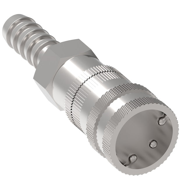 2HLDNB Hansen® by Danfoss | Food & Beverage Quick Disconnect Coupling | 2HKGL Series | Hose Barb | 3/8" Hose Barb x 1/4" Body Size | Socket for Liquid | NBR Seal | Stainless Steel