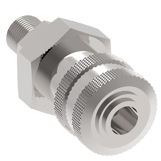 3R15 Hansen® by Danfoss | Pneumatic Quick Disconnect Coupling | 3RL Series | 1/4" Male NPTF x 3/8" Body Size | Socket | Buna-N Seal | Steel