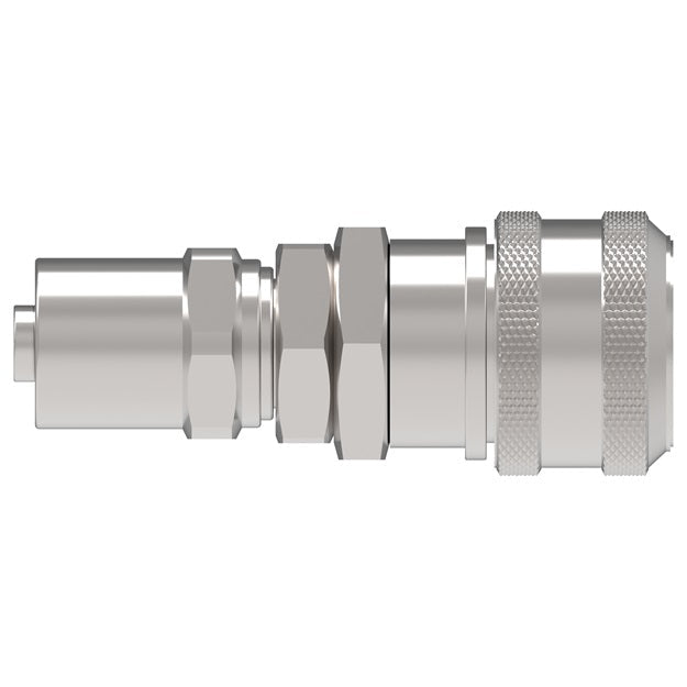3R28P15 Hansen® by Danfoss | Pneumatic Quick Disconnect Coupling | 3RL Series | Hose Clamp End | 7/8" Hose OD | 1/2" Hose ID x 3/8" Body Size | Socket | Buna-N Seal | Steel