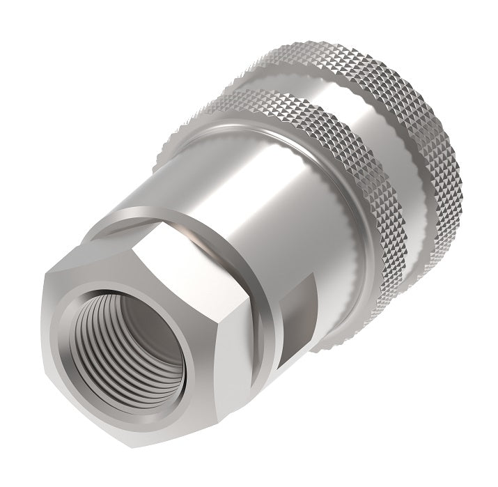 5651-8-10S Hansen® by Danfoss | Quick Disconnect Coupling | 5600 Series | 1/2" Female NPT x 5/8" ISO 7241 Type A | Socket | Valved (Connect Under Pressure Style) | Buna-N Seal | Carbon Steel