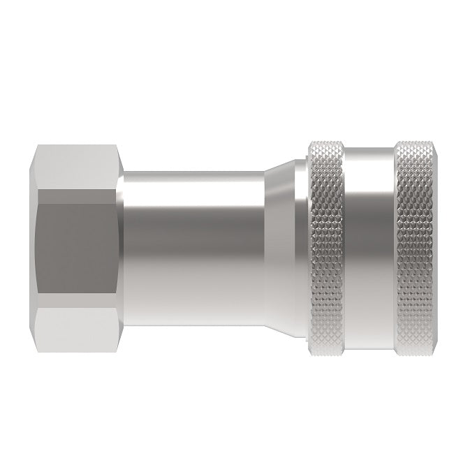 FD56-1074-12-12 Hansen® by Danfoss | Quick Disconnect Coupling | 5600 Series | 3/4" Female SAE O-Ring Boss x 1-1/16" ISO 7241 Type A | Socket | Valved | FKM Seal | Carbon Steel